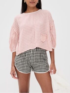 Nackiyè Short But Sweet Gingham NWT Check Olympic Shorts In Noir Vichy